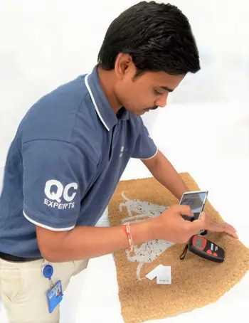 RSJ inspection team conducting a quality control inspection at a factory in India