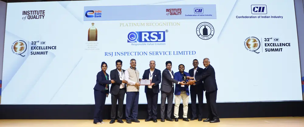 RSJ Inspection Receiving CII Exim bank platinum award for the year 2024