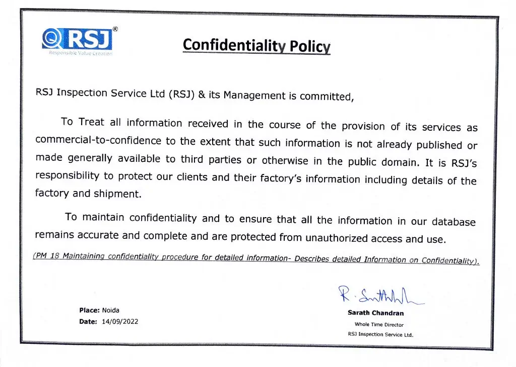 confidentiality policy